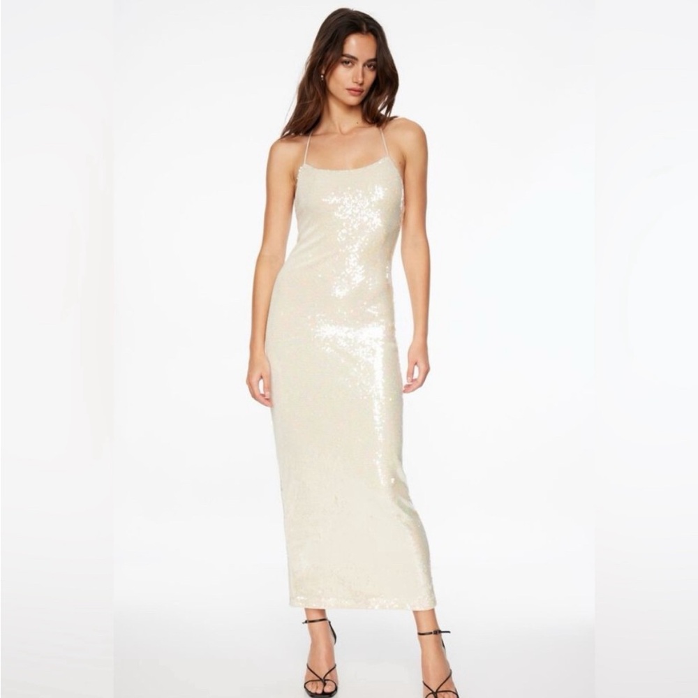 Dynamite Cream Sequin Midi Dress